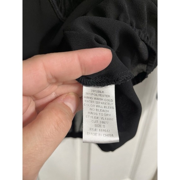 YA Los Angeles Small SILK Blend Black Elastic Waist embroidered Lace Boxy - Picture 7 of 11